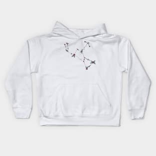 Orion The Hunter Constellation Roses and Hearts Doodle Kids Hoodie